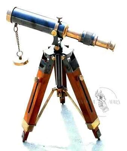 New 10 Inch Brass Antique Handmade Telescope Working Spyglass With Tripod Stand - Picture 1 of 8