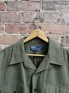 Vintage Polo Ralph Lauren Camp Shirt, Gr. XL, Army Olive 100 % Baumwolle übergroß - Bild 1 von 7