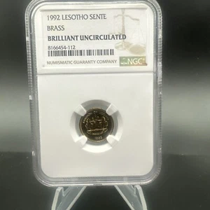 1992 Lesotho 1 Sente - NGC BU - Basotho Hat - Picture 1 of 4
