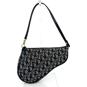 DIOR Saddle Shoulder Bag Trotter Leather Canvas Auth 0663 - Picture 1 of 24