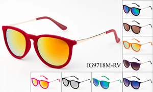 Velvet Unisex Sunglasses Eyewear Party Mirrored KeyHole Fuzzy Retro Colorful New - Picture 1 of 10
