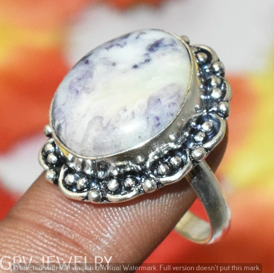 Porcelain Jasper Gemstone Ring 925 Silver Overlay Us Size 7.5" U300-E118 - Image 1 of 1