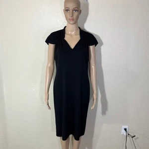 Exclusively Misook Black Cap Sleeve Acrylic Knit Midi Dress Large L - Picture 1 of 5