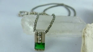 Catena con ciondolo pietra preziosa verde argento sterling 925 - Foto 1 di 5