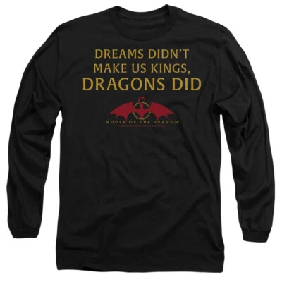 HOUSE OF THE DRAGON NOT DREAMS Licensed Adult Men's Long Sleeve Tee Shirt SM-3XL - Image 1 of 2