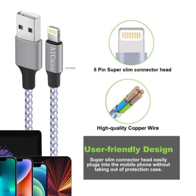 Lot  Cable 3/6/10FT MFi Certified Charger For iPhone 14 13 12 11 Xs Max X 8 Plus - Image 1 of 4