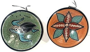 Guaitil Costa Rica Terrakotta Ton Keramik Blume Meeresschildkröte hängende Schalen 5" - Bild 1 von 7