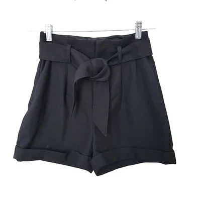 Madewell 1937 Faja Cintura Alta Bolsa de Papel Mezcla de Lana Pantalones Cortos con Cinturón Talla 0 Negro Foto 1 de 4