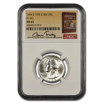 1964-D Washington Quarter MS-63 NGC (Type C Rev, FS-901, Fivaz) - Image 1 of 3