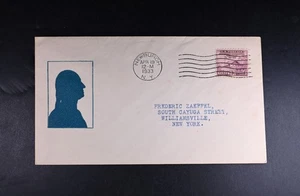 Apr 19 1933 FDC USA Scott # 727 Unknown Cachet VF Cover Silhouette G. Washington - Picture 1 of 2