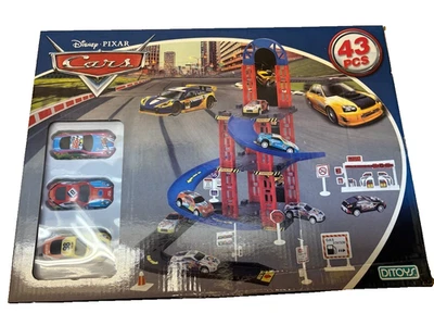 New In Box Disney Pixar Cars Parking Super Garage Set With Cars #3 #8 #98 - Image 1 of 4