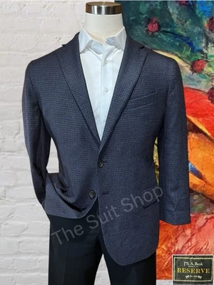 Abrigo deportivo de franela Jos A Bank Reserve 46S azul borgoña a cuadros lana italiana Foto 1 de 4