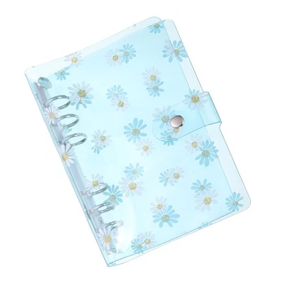 Soft PVC A6 Flower Clear Binder Cover with Snap Button Closure,Blue - Image 1 of 4