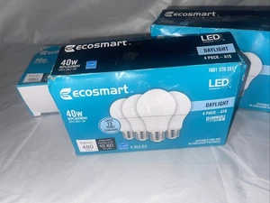 4pk Ecosmart 40W LED Light Bulb A19 Equivalent Dimmable Frosted Daylight - Picture 1 of 6
