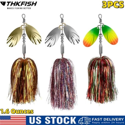 3PCS Fishing Spinner Bait Musky Bucktail Spinnerbait with Double Blades for Pike - Image 1 of 4