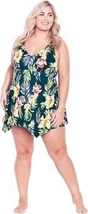 Avenue Women's Plus Size Sharkbite Print Swim Dress, 26 - Picture 1 of 4