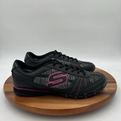Size 10 Skechers Womens Athletic Sneaker Shoes Black/pink/silver 22285 BKHP - Image 1 of 4
