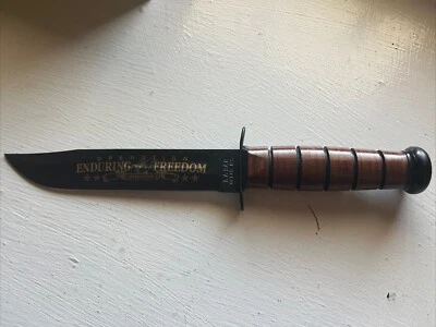 KA-BAR OPERACIÓN ENDURING FREEDOM 7" 1095 Hoja de Acero al Carbono Mango de Cuero Foto 1 de 4