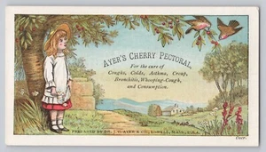 Tarjeta comercial victoriana AYER'S CHERRY PECTORAL anuncio de cura antigua - Imagen 1 de 3
