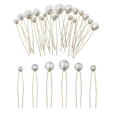 18 Pieces Wedding Pearl Hair Pins U Shape Barrette，Wedding Vintage Pearl gold - Image 1 of 4