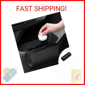Car Trash Can, Leather Car Trash Bin Door Organizer with a Roll of Garbage Bag, - Picture 1 of 2