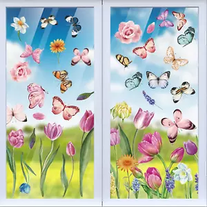 Spring Flower Window Clings Decorations Window Decals Stickers for Office Home - Picture 1 of 12