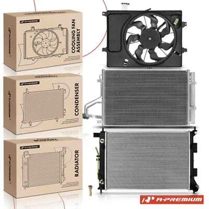 Radiator and AC Condenser & Cooling Fan w/ Shroud for Hyundai Elantra 11-13 1.8L - Picture 1 of 11
