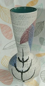 CARSTENS TONNIESHOF CERAMIC VASE - W GERMAN 583-18 - ABSTRACT LEAF PATTERN VASE - Picture 1 of 8