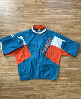 CHAQUETA CORTAVIENTOS VINTAGE APEX ONE FLORIDA MARLINS XL PARA HOMBRE MIAMI CREMALLERA COMPLETA MLB Foto 1 de 4