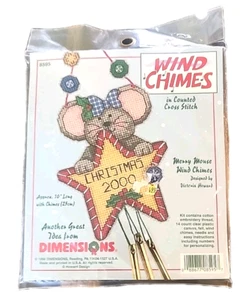 Cross Stitch Kit Dimensions Christmas Mouse Wind chimes Star Winter 2000 - Picture 1 of 2