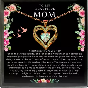 To My Mom Heart Necklace Gift for Valentine Gifts for Her Zirconia Diamond 18K - Picture 1 of 81