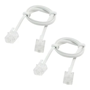 50cm Telephone Extension Cord Cable Phone Line Wire with RJ11 6P2C Plug 2pcs - Picture 1 of 2