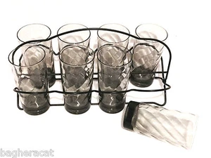 Vasos de té helado retro remolino de humo de 12 oz con caddy - Imagen 1 de 3