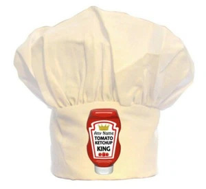 SOMBRERO PERSONALIZADO TOMATE KETCHUP KING CHEFS 100% POLIÉSTER CUMPLEAÑOS NAVIDAD - Imagen 1 de 2