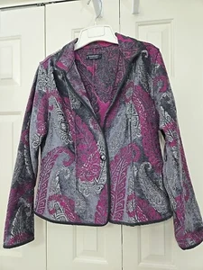 KHANGURA Jacket Sz Lg, Purple/Silver Paisley Design, Tapestry Look Made In India - Picture 1 of 12