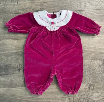 Mono mameluco vintage Baby Togs rosa terciopelo roseta 6-9 m bebé LEER Foto 1 de 4