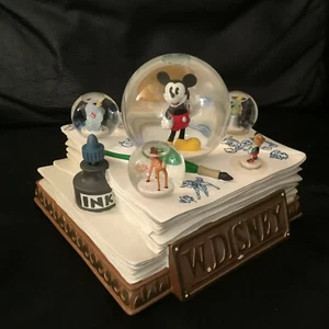 Disney Mickey Model Sheet Music Box Spin Figurine Multi Snowglobe - Picture 1 of 6