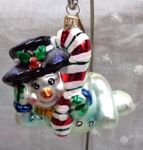 CHRISTOPHER RADKO Glass Christmas Ornament CHILLIN' SNOWMAN 00-038-0 - Picture 1 of 6