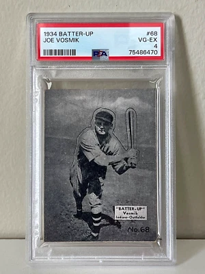 RARE 1934 Batter-Up #68 JOE VOSMIK Cleveland Indians Baseball Card PSA 4-(4924C) - Image 1 of 2