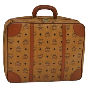 MCM Vicetos Logogram Backpack PVC Leather Brown Gold gold Auth 112468 - Picture 1 of 24