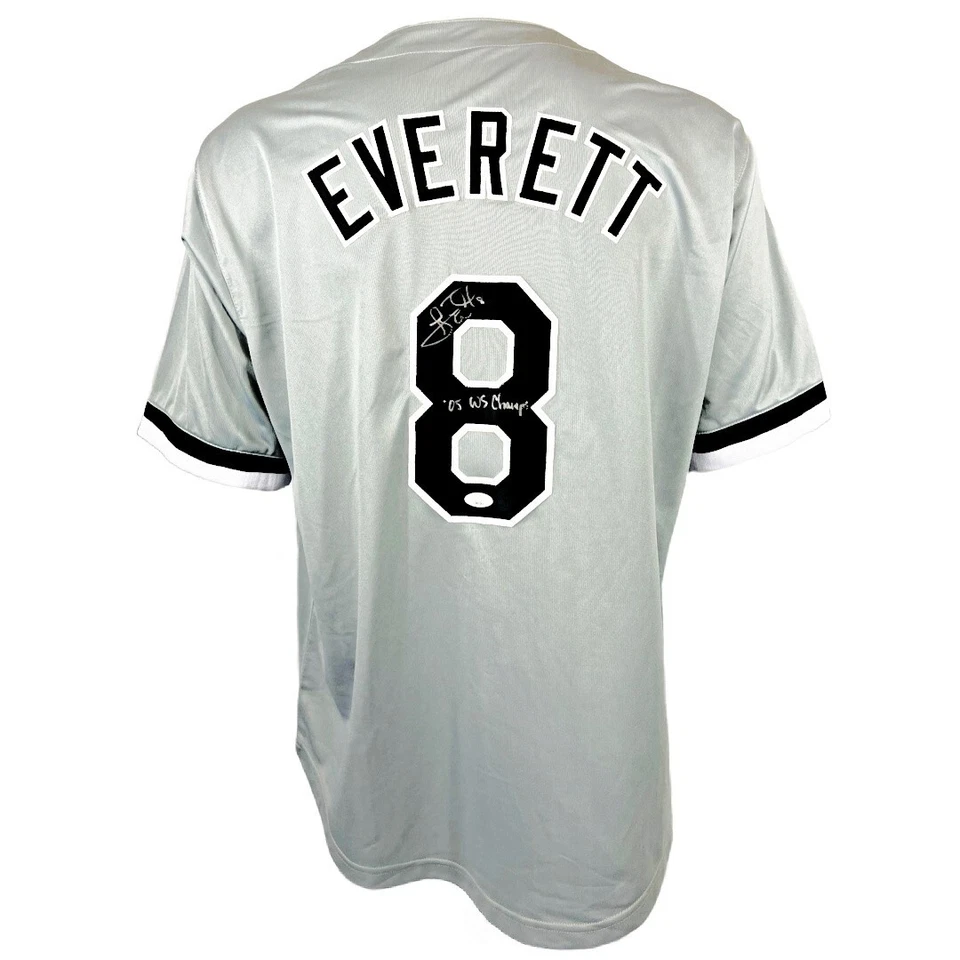 Camiseta con inscripción firmada autografiada por Carl Everett MLB Chicago White Sox certificado de autenticidad JSA Foto 1 de 3