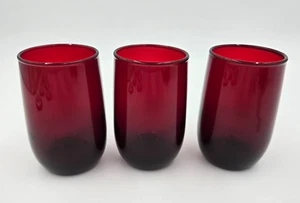 3 Ruby Red Anchor Hocking Fire King Juice Glasses Set of 3 - Picture 1 of 2