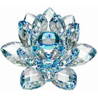 5" Lotus cristal bleu clair fleur feng shui décoration d'intérieur avec boîte cadeau