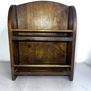 Wooden Spice Rack Wall Shelf Farmhouse Country Nicknack Shelf  2 Tier - Picture 1 of 9