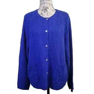 Suéter para Mujer Gundrum Sjoden L Azul Mezcla de Lana Abolone Shell Botón Frontal - Imagen 1 de 14
