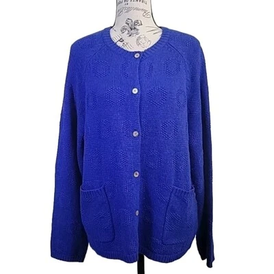 Suéter para Mujer Gundrum Sjoden L Azul Mezcla de Lana Abolone Shell Botón Frontal Foto 1 de 4