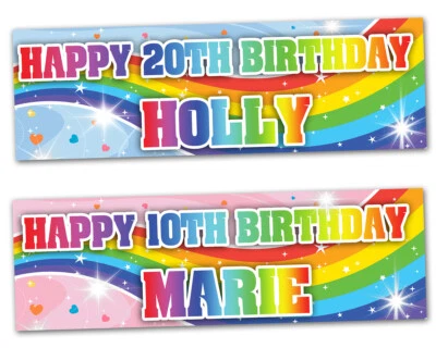 Banner Cumpleaños Personalizado Niños Adultos Arco Iris Estrella Corazón Fiesta Decoración Foto 1 de 2