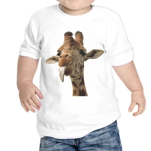 T-Shirt Neonato Giraffa Lingua Divertente - Picture 1 of 1