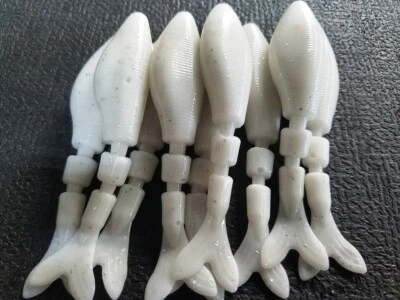 TEXJET CHATTERBAIT,BLADED JIG,SWIM JIG TRAILER-4' WHITE-SILV FLAKE 10 PACK GARLIC+SALT