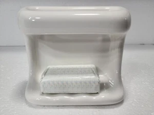 Vintage White Ceramic Soap Dish Tray Shower Washcloth Holder Mid Century Modern - Picture 1 of 23